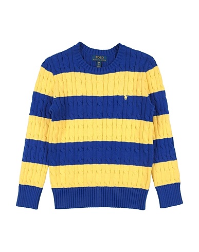 POLO RALPH LAUREN Jumper Striped Cable-Knit Cotton Sweater Bright blue 100% Cotton