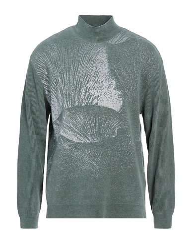 EMPORIO ARMANI Polo neck Sage green 53% Viscose, 47% Cotton