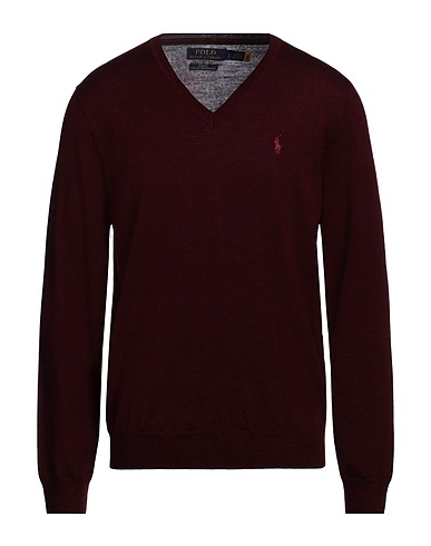 POLO RALPH LAUREN Pullover SLIM FIT WASHABLE WOOL V-NECK SWEATER
 Bordeaux 100% Lana Merino