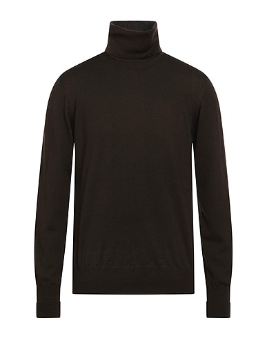 ALPHA STUDIO Polo neck Dark brown 100% Merino Wool
