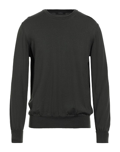 ALPHA STUDIO Pullover Dunkelgrün 100% Merinowolle, Wildleder