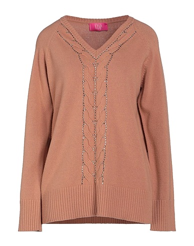 VDP VIA DELLE PERLE Pullover CLUB Camel 90% Laine vierge, 10% Cachemire