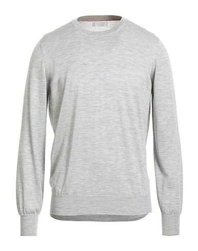 BRUNELLO CUCINELLI Jumper Light grey 90% Virgin Wool, 10% Cashmere
