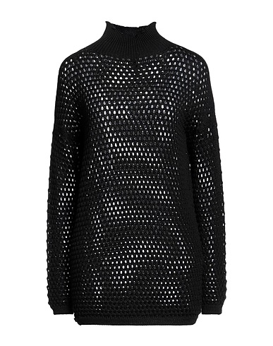 MANILA GRACE Polo neck Black 50% Wool, 50% Acrylic