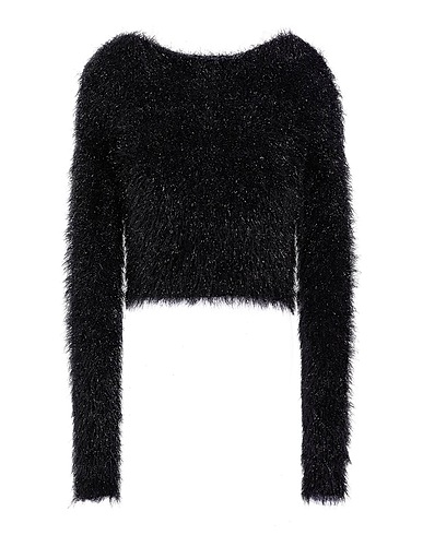 8 by YOOX Jumper KNIT CROP TOP
 Black 41% Acrylic, 31% Polyamide, 28% Wool