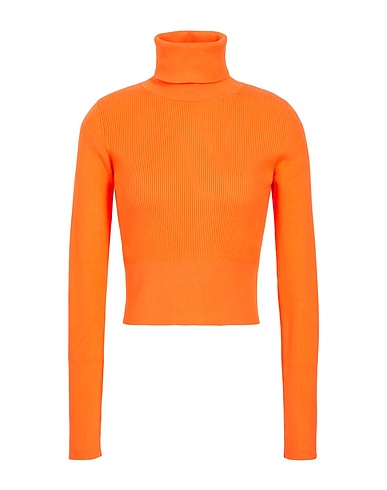 8 by YOOX Turtleneck RIBBED KNIT SLIM FIT CROPPED ROLL-NECK
 Orange 68% Viscose, 32% Polyamide