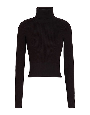 8 by YOOX Turtleneck RIBBED KNIT SLIM FIT CROPPED ROLL-NECK
 Black 68% Viscose, 32% Polyamide