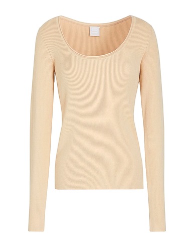 8 by YOOX Sweater RIBBED KNIT SLIM FIT SCOOP CREW-NECK
 Beige 72% Viscose, 28% Polyamide