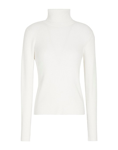 8 by YOOX Polo neck RIBBED KNIT SLIM FIT ROLL-NECK
 White 70% Viscose, 30% Polyamide