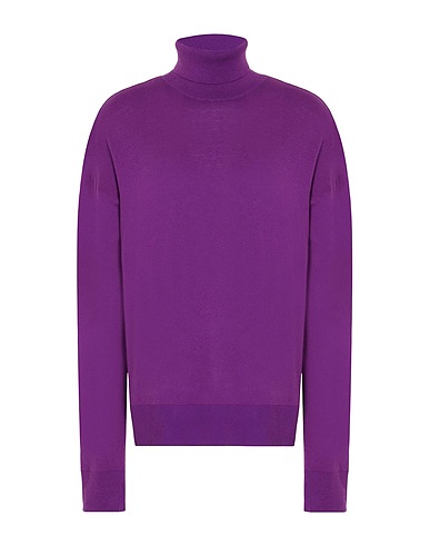 8 by YOOX Polo neck KNIT RELAXED FIT ROLL-NECK
 Purple 70% Organic cotton, 20% Polyamide, 10% Silk