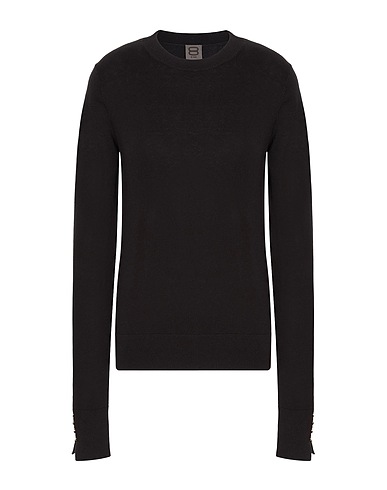 8 by YOOX Jumper KNIT METAL BUTTONS DETAIL SWEATER Black 70% Organic cotton, 20% Polyamide, 10% Silk
