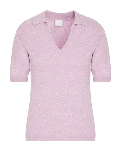8 by YOOX Pullover KNIT SLIM FIT S/SLEEVE POLO-NECK SWEATER Lila 70% Organische Baumwolle, 20% Polyester, 10% Seide