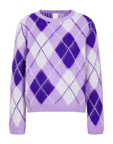 8 by YOOX Jumper ARGYLE JACQUARD KNIT SWEATER
 Lilac 57% Acrylic, 29% Polyamide, 7% Wool, 7% Viscose