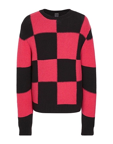 8 by YOOX Jumper JACQUARD COLOR-BLOCK CREWNECK Black 70% Recycled wool, 25% Recycled polyamide, 5% Other Fibres