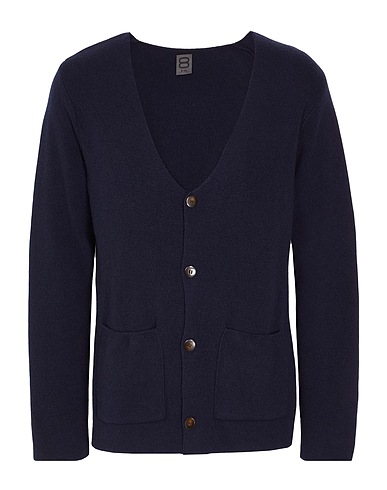 8 by YOOX Cardigan WOOL BLEND PLAIN KNIT REGULAR FIT CARDIGAN Midnight blue 30% Viscose, 30% Recycled wool, 30% Recycled polyamide, 10% Recycled cashmere
