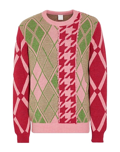 8 by YOOX Pullover JACQUARD KNIT CONTRAST CREWNECK Rosa 75% Acryl, 10% Viskose, 10% Wolle, 5% Alpakawolle