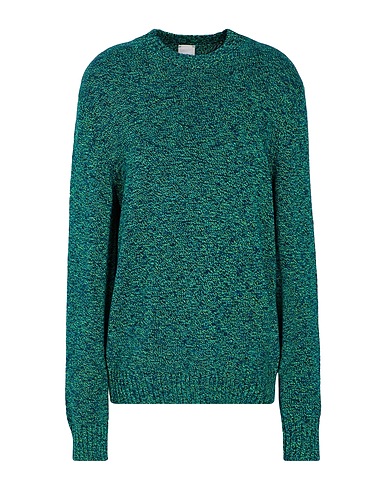 8 by YOOX Pullover TWIST-YARN KNIT SWEATER
 Verde 64% Cotone, 22% Cotone riciclato, 14% Poliestere riciclato