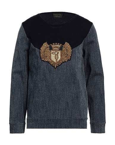 TRUSSARDI Sweatshirt Midnight blue 100% Virgin Wool, Cotton, Elastane