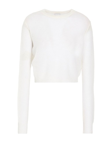 8 by YOOX Jumper MOHAIR BLEND CROPPED CREW-NECK SWEATER Ivory 40% Mohair wool, 36% Merino Wool, 24% Recycled polyamide
