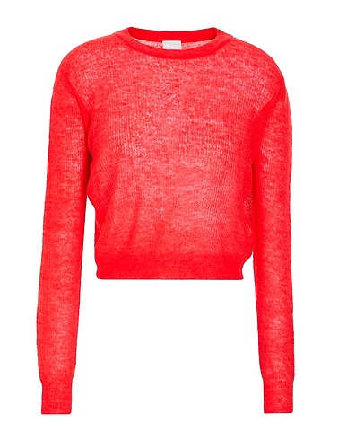 8 by YOOX Sweater MOHAIR BLEND CROPPED CREW-NECK SWEATER Coral 40% Mohair wool, 36% Merino Wool, 24% Recycled polyamide