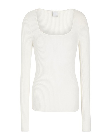 8 by YOOX Pullover RIB KNIT SQUARE-NECK TOP Avorio 35% Poliammide riciclato, 35% Viscosa, 30% Lana Merino