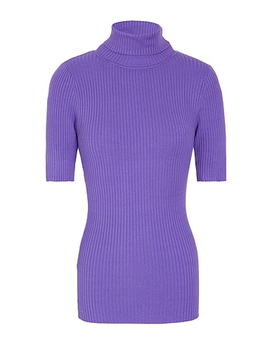 8 by YOOX Turtleneck VISCOSE KNIT S/SLEEVE ROLL-NECK SWEATER Purple 72% Viscose, 28% Recycled polyamide