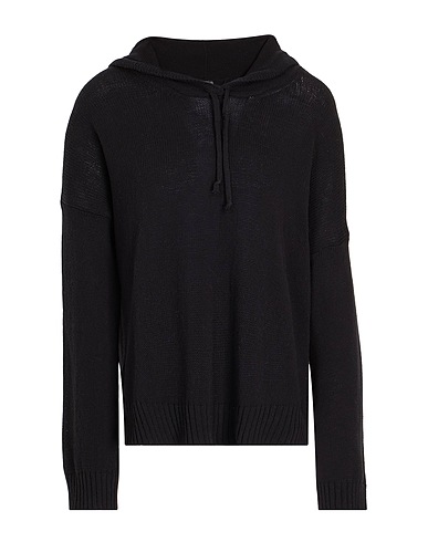 8 by YOOX Jumper COTTON BOXY FIT HOODIE Black 60% Cotton, 40% Recycled cotton