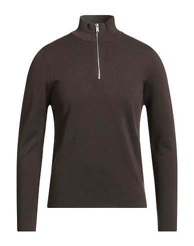 SANDRO Pullover mit Zipper  Maulwurfsgrau 100% Wolle, Polyamid, Elastan
