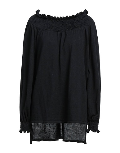 LANEUS Pullover Schwarz 100% Merinowolle
