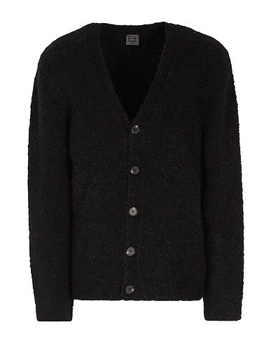 8 by YOOX Strickjacke BRUSHED KNIT CARDIGAN Schwarz 28% Wolle, 27% Alpakawolle, 24% Recyceltes Polyamid, 20% Recyceltes Polyester, 1% Elastan