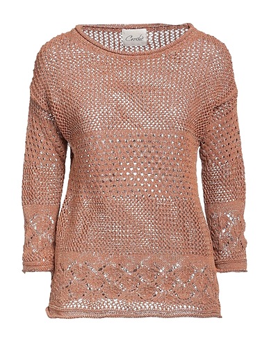 CROCHÈ Pullover Marrone 57% Cotone, 27% Poliestere, 10% Poliammide, 4% Altre Fibre, 2% Metallo