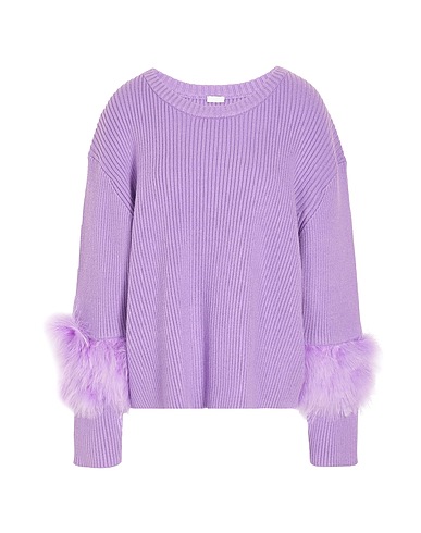 8 by YOOX Jumper EMBELLISHED KNIT SWEATER Mauve 43% Viscose, 32% Polyamide, 25% Polyester