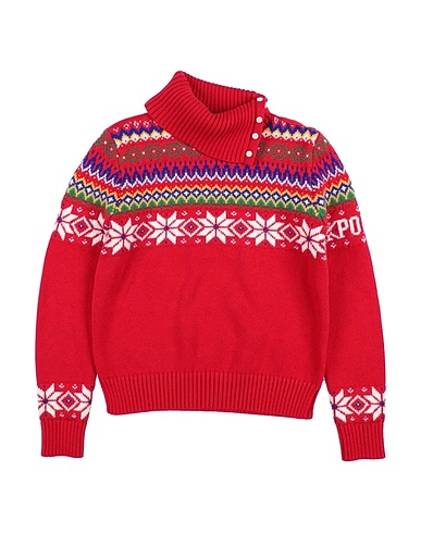 POLO RALPH LAUREN Polo neck Fair Isle Cotton-Wool Turtleneck Sweater
 Red 69% Cotton, 31% Wool