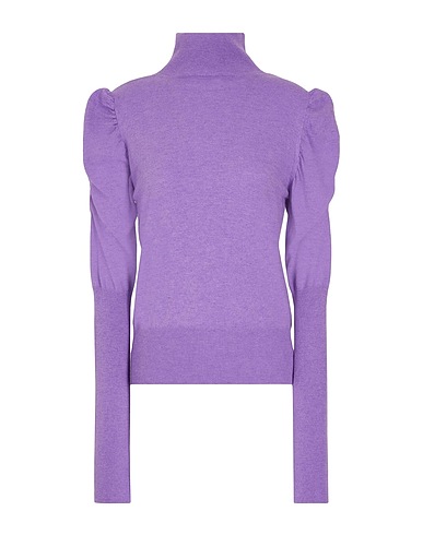 8 by YOOX Polo neck KNIT PUFF SLEEVE SWEATER Mauve 35% Polyamide, 30% Viscose, 30% Wool, 5% Cashmere