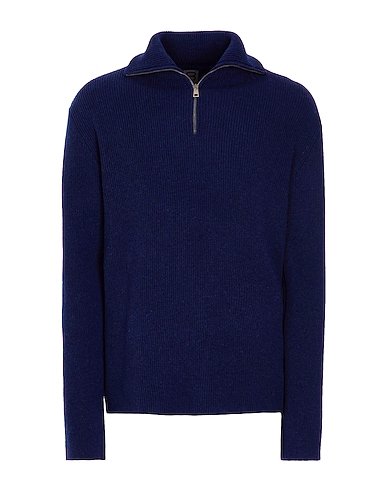 8 by YOOX Jumper with zip WOOL BLEND RIB-KNIT FULL-ZIP JUMPER Midnight blue 70% Recycled wool, 25% Recycled polyamide, 5% Other Fibres