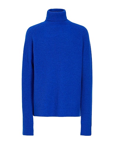8 by YOOX Polo neck WOOL BLEND RIB KNIT RELAXED FIT ROLLNECK Bright blue 70% Recycled wool, 25% Recycled polyamide, 5% Other Fibres