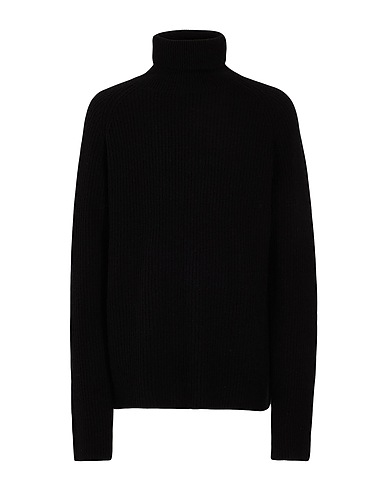 8 by YOOX Rollkragenpullover WOOL BLEND RIB KNIT RELAXED FIT ROLLNECK Schwarz 70% Recycelte Wolle, 25% Recyceltes Polyamid, 5% Andere Fasern