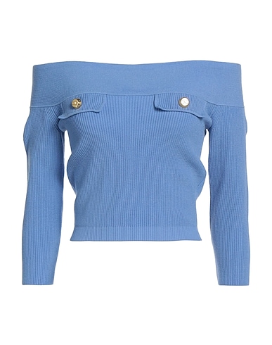 ELISABETTA FRANCHI Schulterfreies Top Himmelblau 52% Viskose, 35% Acryl, 13% Polyester