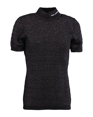 KARL LAGERFELD Dolcevita MOCKNECK LUREX KNIT TOP Nero 55% Viscosa, 38% Poliestere, 7% Fibra di metallo