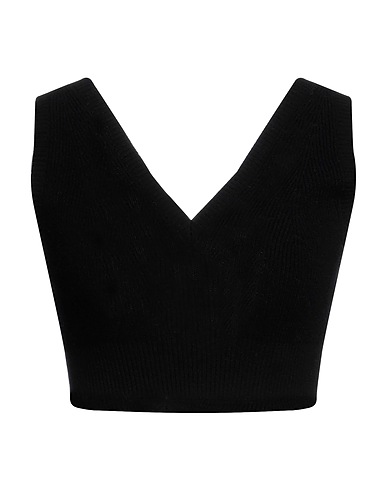 PINKO Cropped Top Schwarz 90% Wolle, 10% Kaschmir, Polyamid, Elastan
