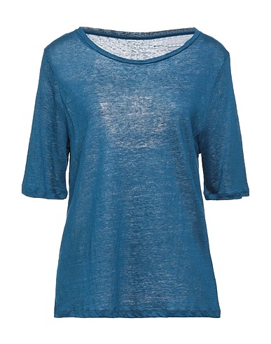 MAJESTIC FILATURES Basic T-shirt Blue 100% Linen