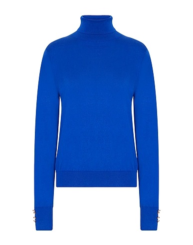 8 by YOOX Dolcevita KNIT RELAXED FIT ROLL-NECK
 Blu china 70% Cotone organico, 20% Poliammide riciclato, 10% Seta