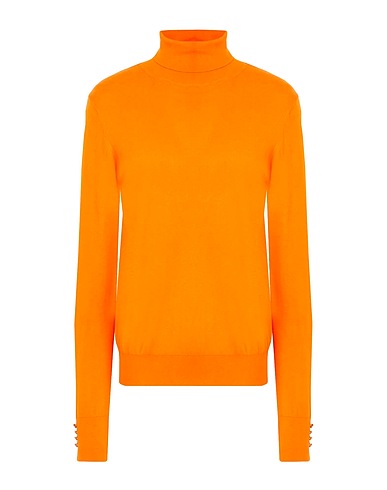 8 by YOOX Polo neck KNIT METAL BUTTONS DETAIL ROLL-NECK
 Orange 70% Organic cotton, 20% Recycled polyamide, 10% Silk