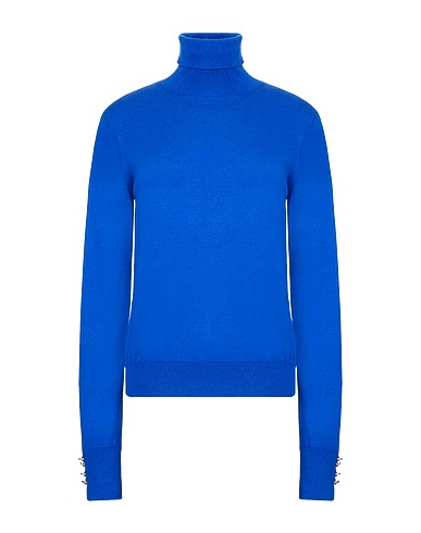 8 by YOOX Rollkragenpullover KNIT METAL BUTTONS DETAIL ROLL-NECK
 Blau 70% Organische Baumwolle, 20% Recyceltes Polyamid, 10% Seide
