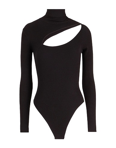 8 by YOOX Polo neck VISCOSE BLEND CUT OUT BODY
 Black 83% Viscose, 15% Recycled polyamide, 2% Elastane