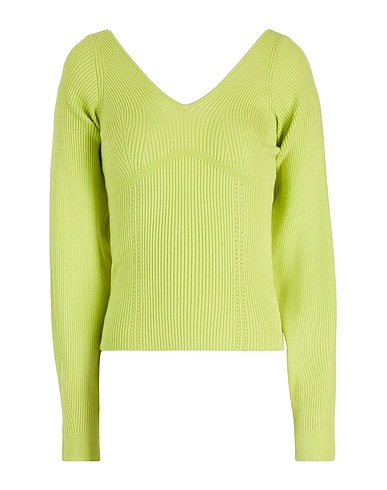 8 by YOOX Jumper VISCOSE BLEND OFF SHOULDER RIBBED TOP
 Lime green 72% Viscose, 28% Recycled polyester