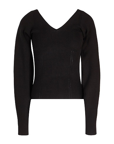 8 by YOOX Pullover VISCOSE BLEND OFF SHOULDER RIBBED TOP
 Schwarz 72% Viskose, 28% Recyceltes Polyester