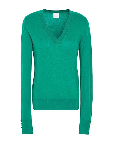 8 by YOOX Pullover KNIT METAL BUTTONS DETAIL V-NECK
 Grün 70% Organische Baumwolle, 20% Recyceltes Polyamid, 10% Seide
