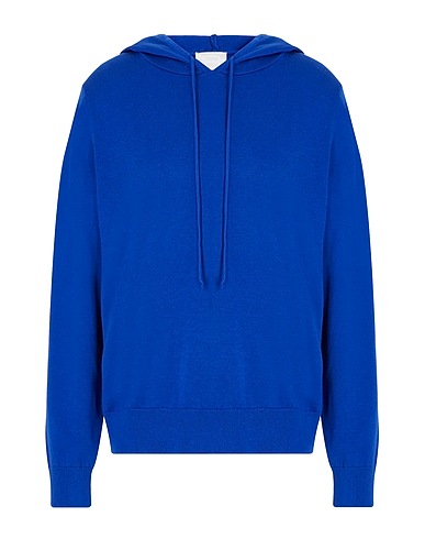 8 by YOOX Jumper KNIT HOODIE
 Blue 70% Organic cotton, 20% Recycled polyamide, 10% Silk