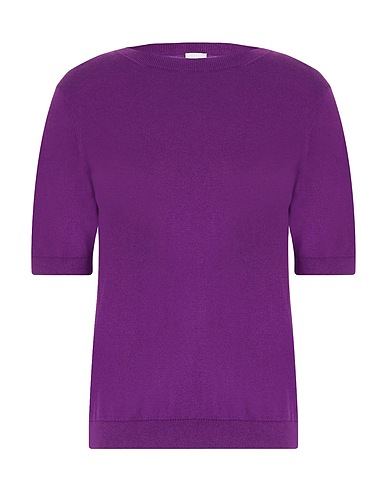 8 by YOOX Pullover ORGANIC COTTON-SILK BLEND KNIT S/SLEEVE CREWNECK TOP
 Viola scuro 70% Cotone organico, 20% Poliammide riciclato, 10% Seta